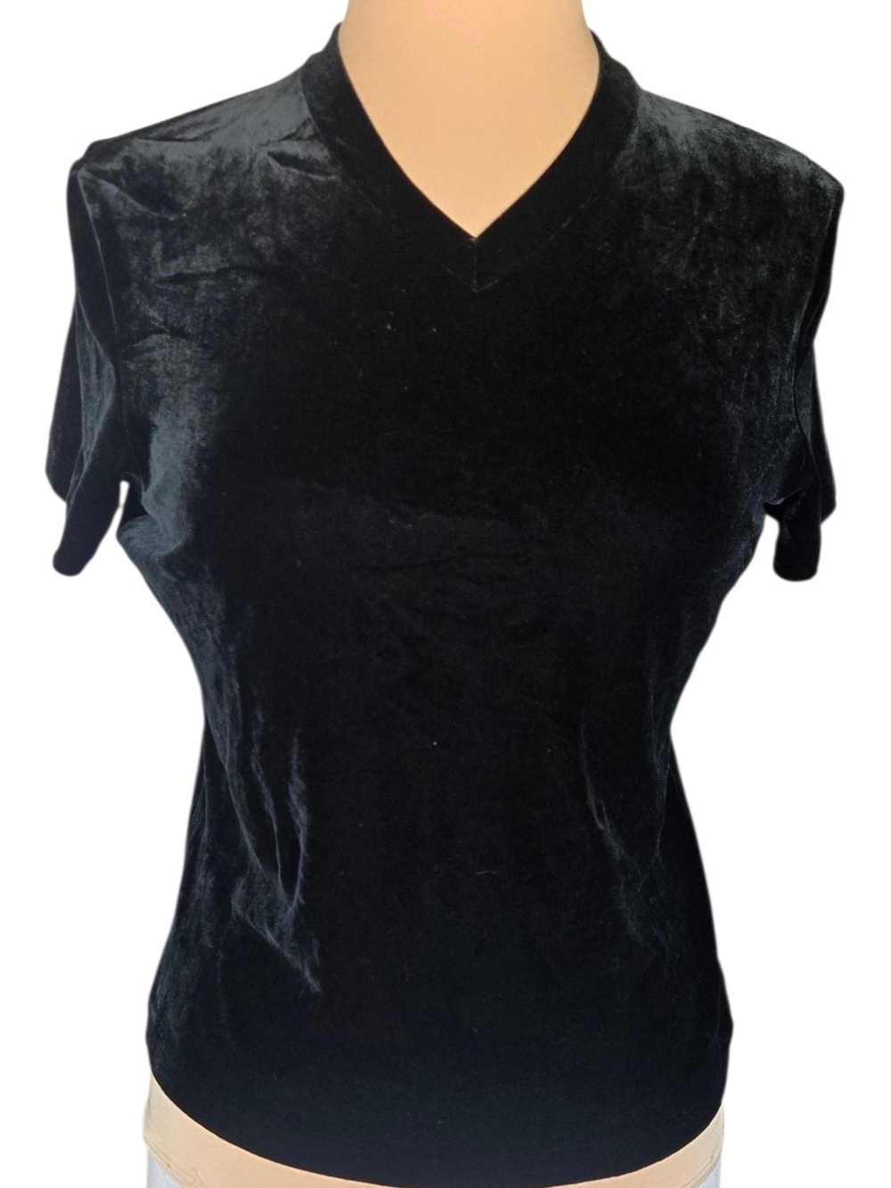 Banana Republic Black Velvet V-Neck Short Sleeve Tee